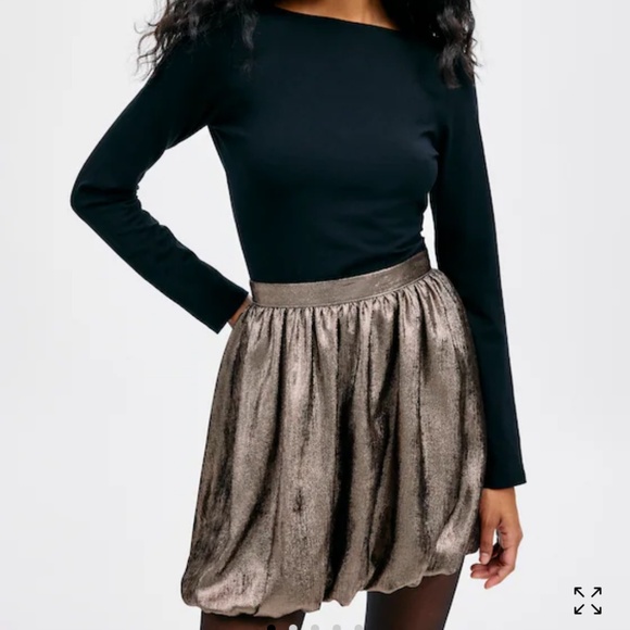 Madewell Metallic Bubble-Hem Mini Skirt NWT #NT386 - Picture 2 of 11